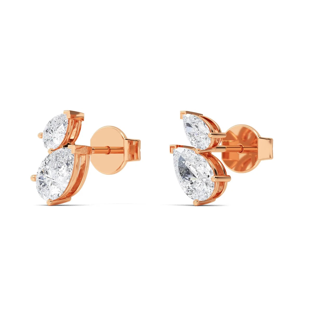 Velvet Pear Studs - rose gold - alternate side view