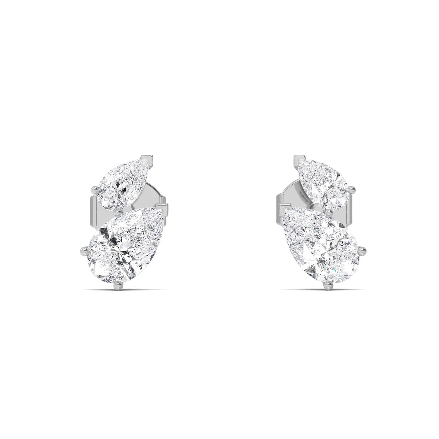 1.89ct Pear Lab Diamond Earrings in 9K White Gold - product image 2