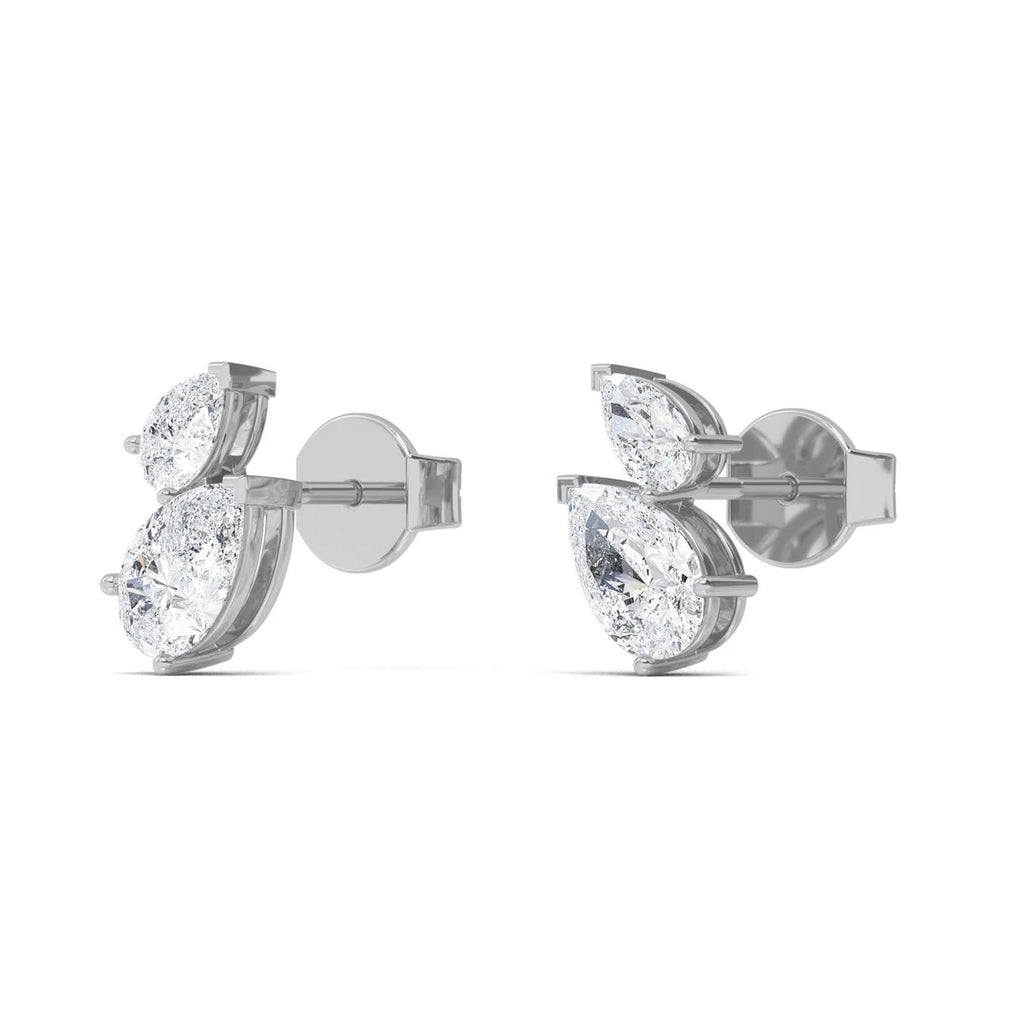 Velvet Pear Studs - white gold - alternate side view