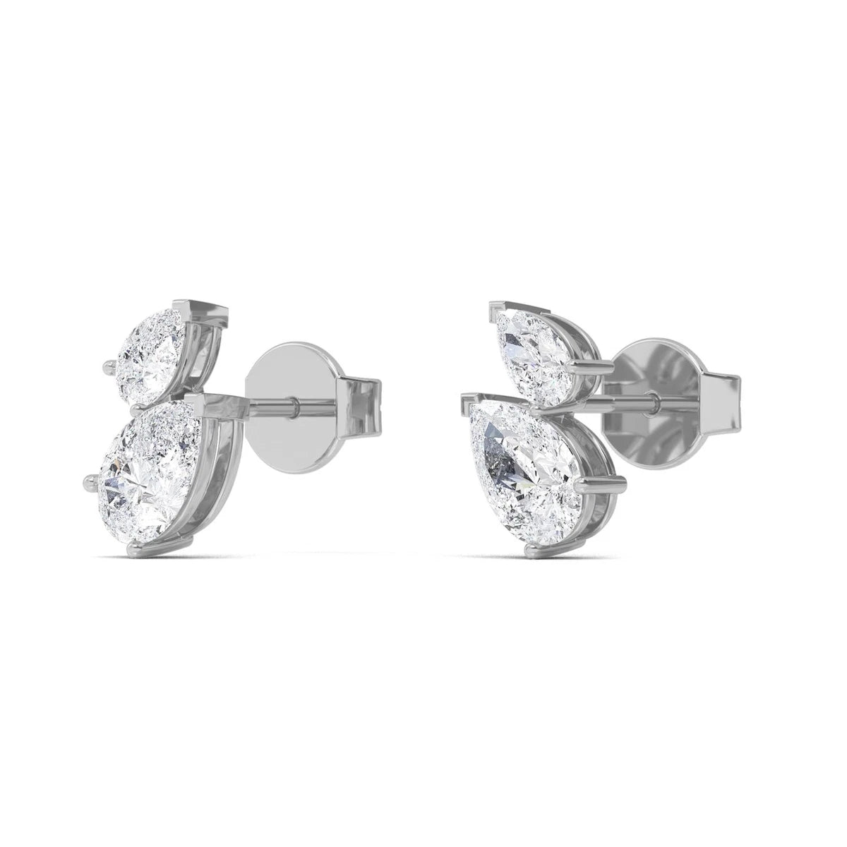 Velvet Pear Studs - white gold - alternate side view