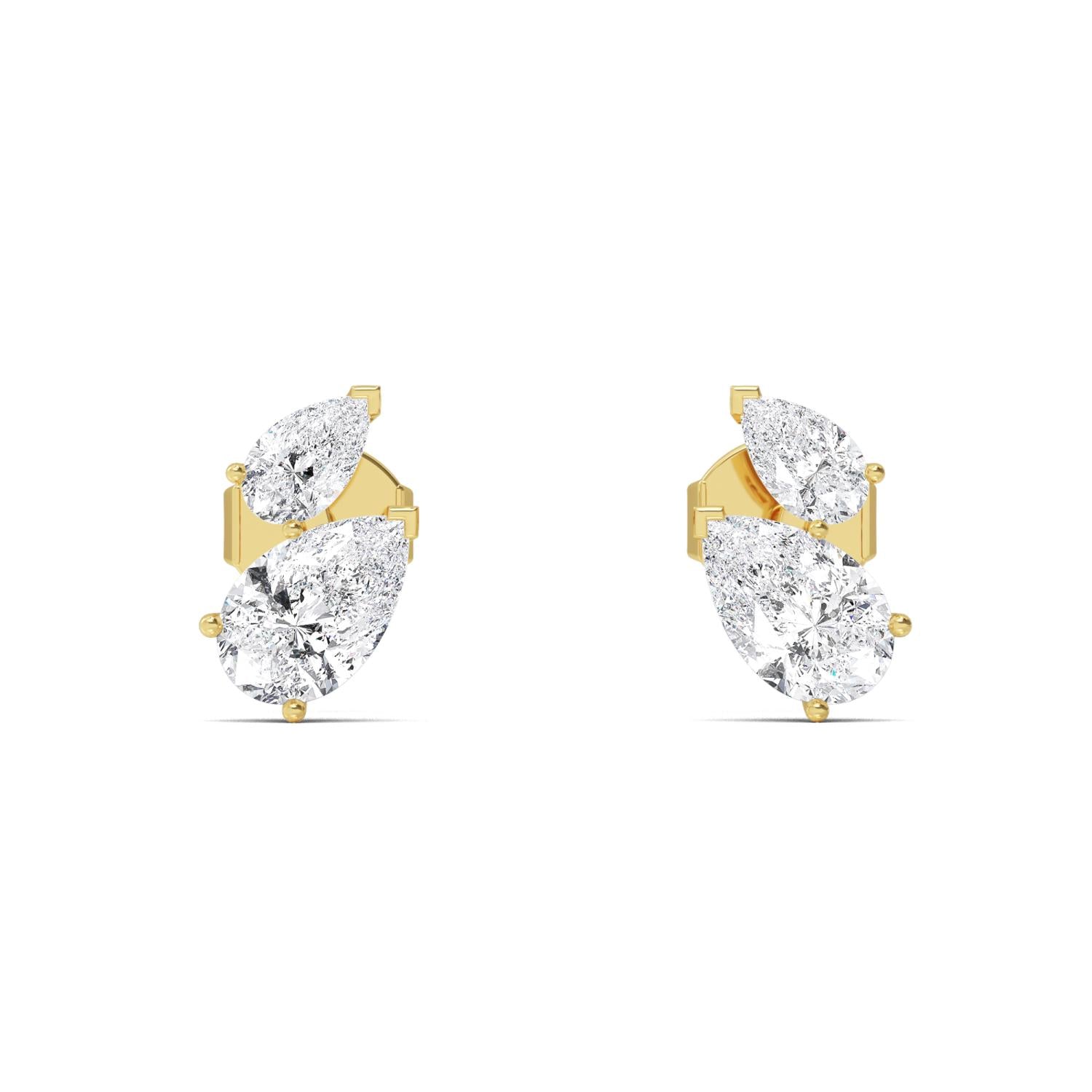 1.89ct Pear Lab Diamond Earrings in 9K Yellow Gold - product image 1