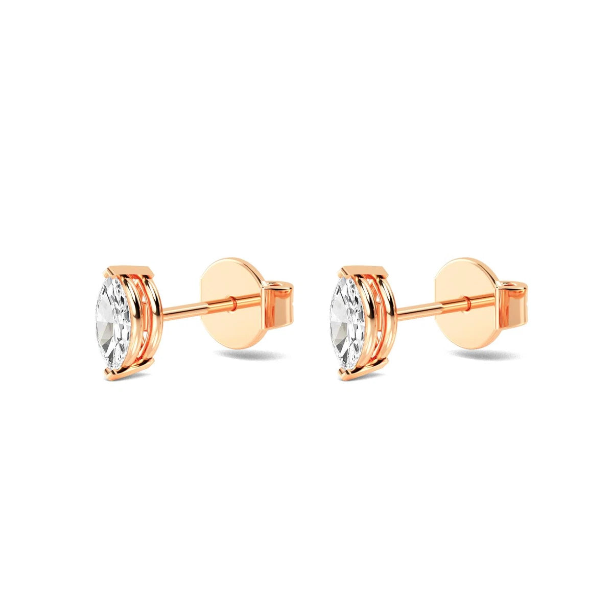 Marquise Stud Earrings - rose gold - alternate side view