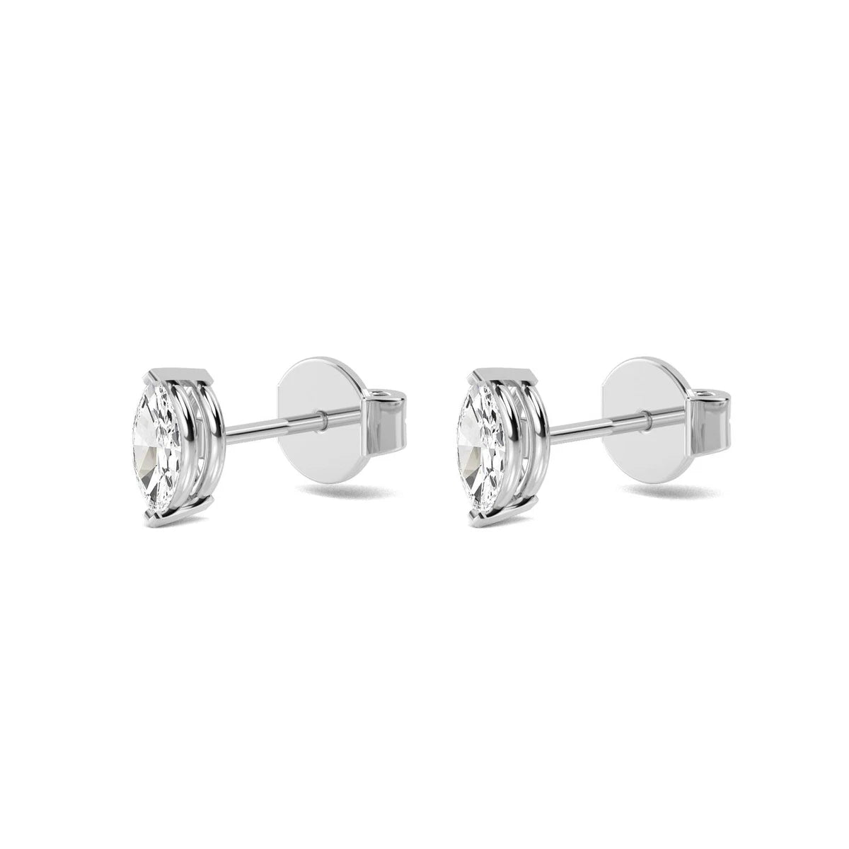 Marquise Stud Earrings - white gold - alternate side view
