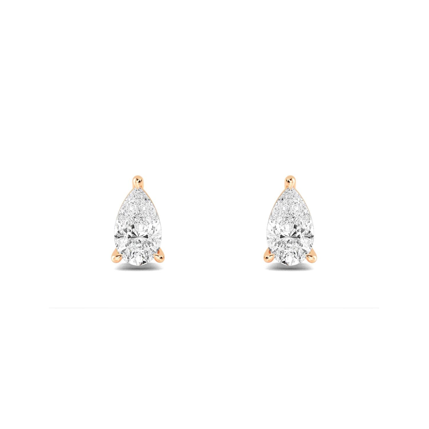 Pear Diamond Stud Earrings - rose gold product image 1