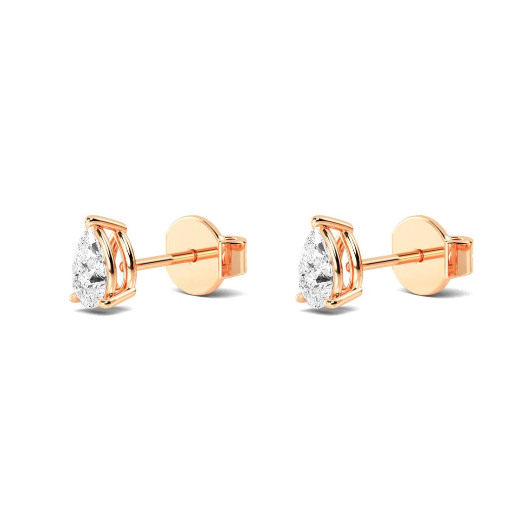 Rosa Pear Stud Earrings - rose gold - alternate side view