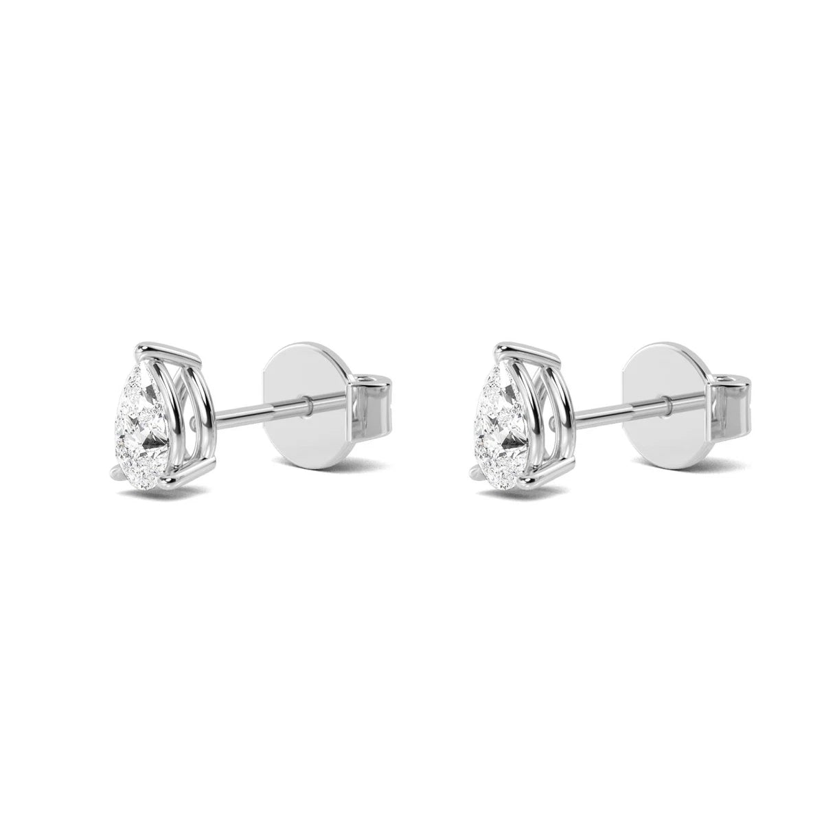 Rosa Pear Stud Earrings - white gold - alternate side view