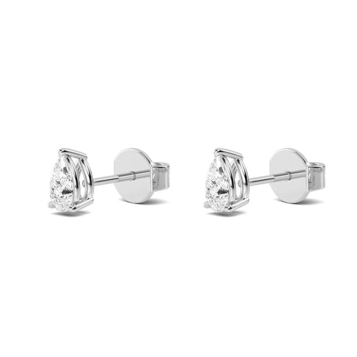 Rosa Pear Stud Earrings - white gold - alternate side view