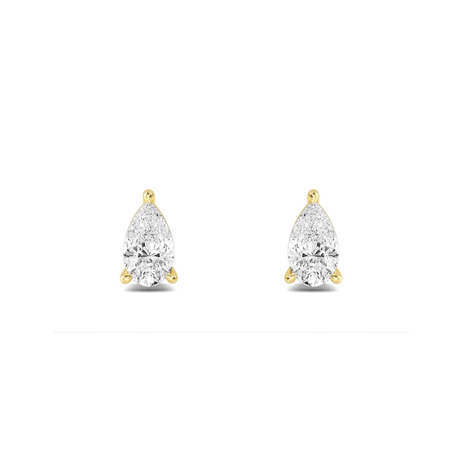 Pear Diamond Stud Earrings - yellow gold product image 1