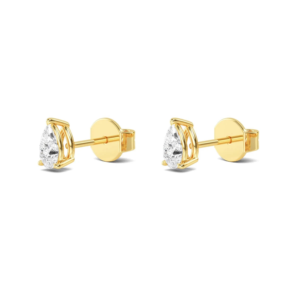 Rosa Pear Stud Earrings - yellow gold - alternate side view