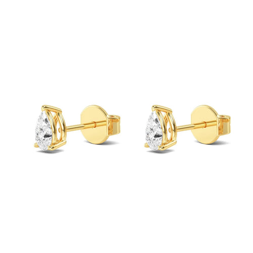 Rosa Pear Stud Earrings - yellow gold - alternate side view