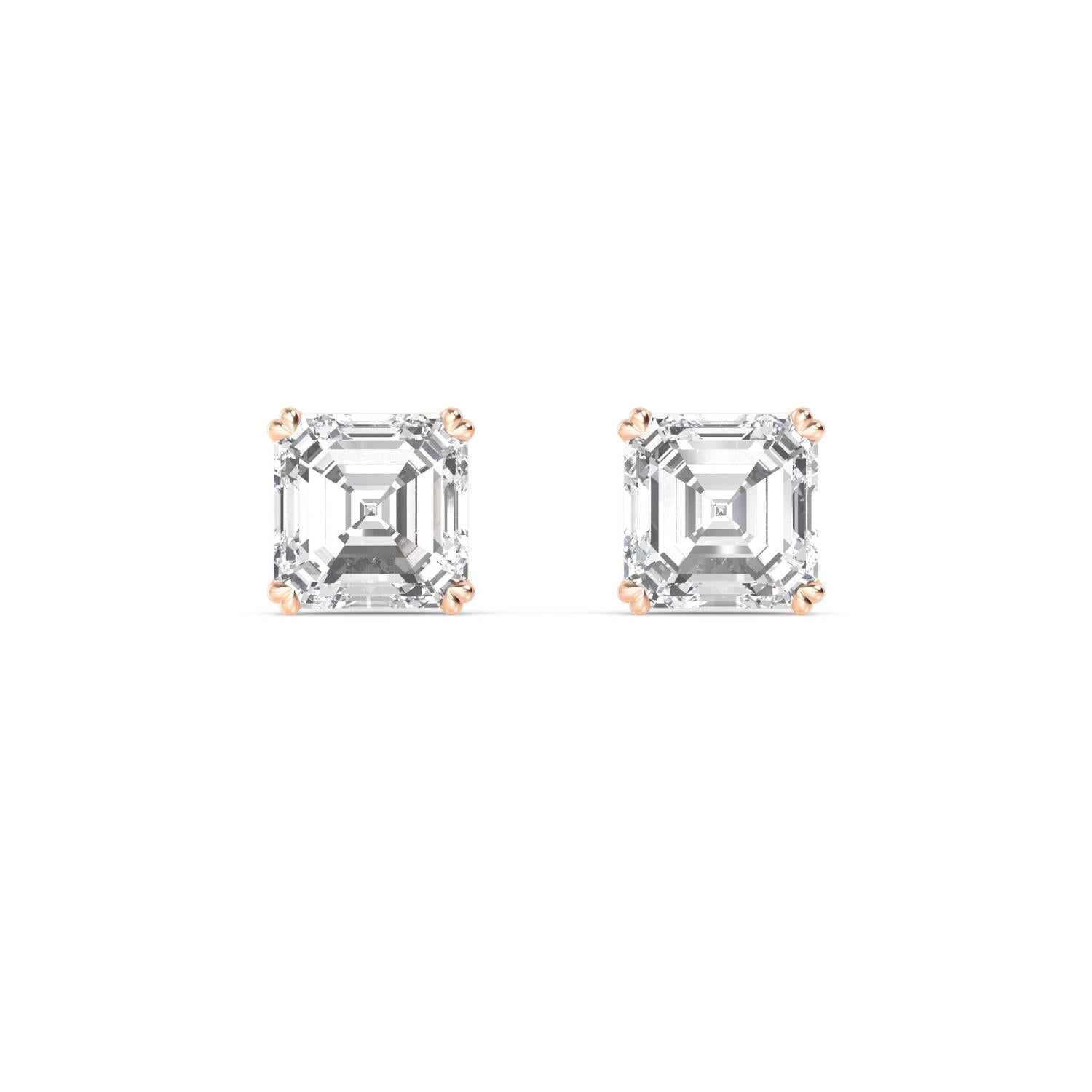 6.00ct Asscher studs - rose gold product image 1