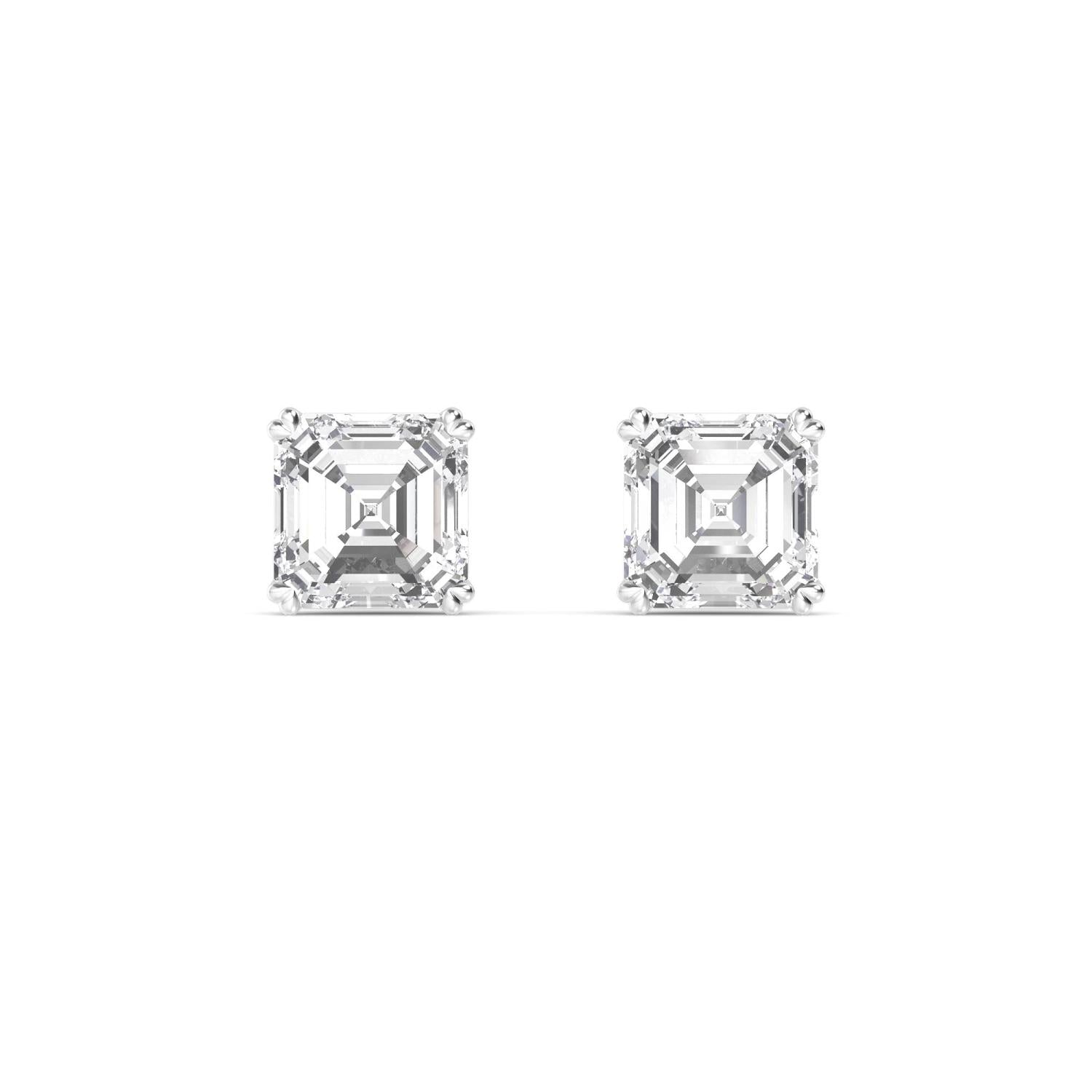 6.00ct Asscher Lab Diamond Earrings in White Gold - product image 1
