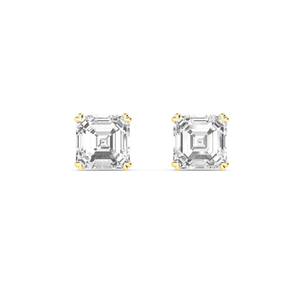 6.00ct Asscher studs - yellow gold product image 1