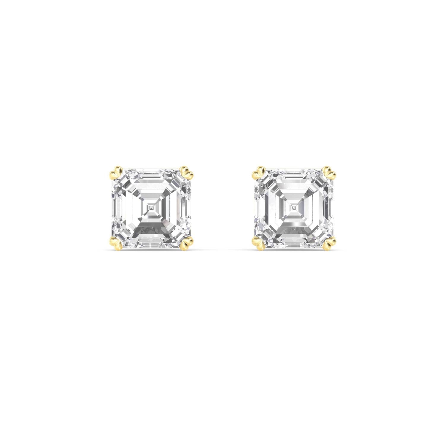 6.00ct Asscher studs - yellow gold product image 1