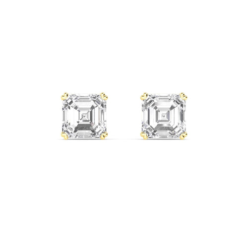 6.00ct Asscher studs - yellow gold product image 1