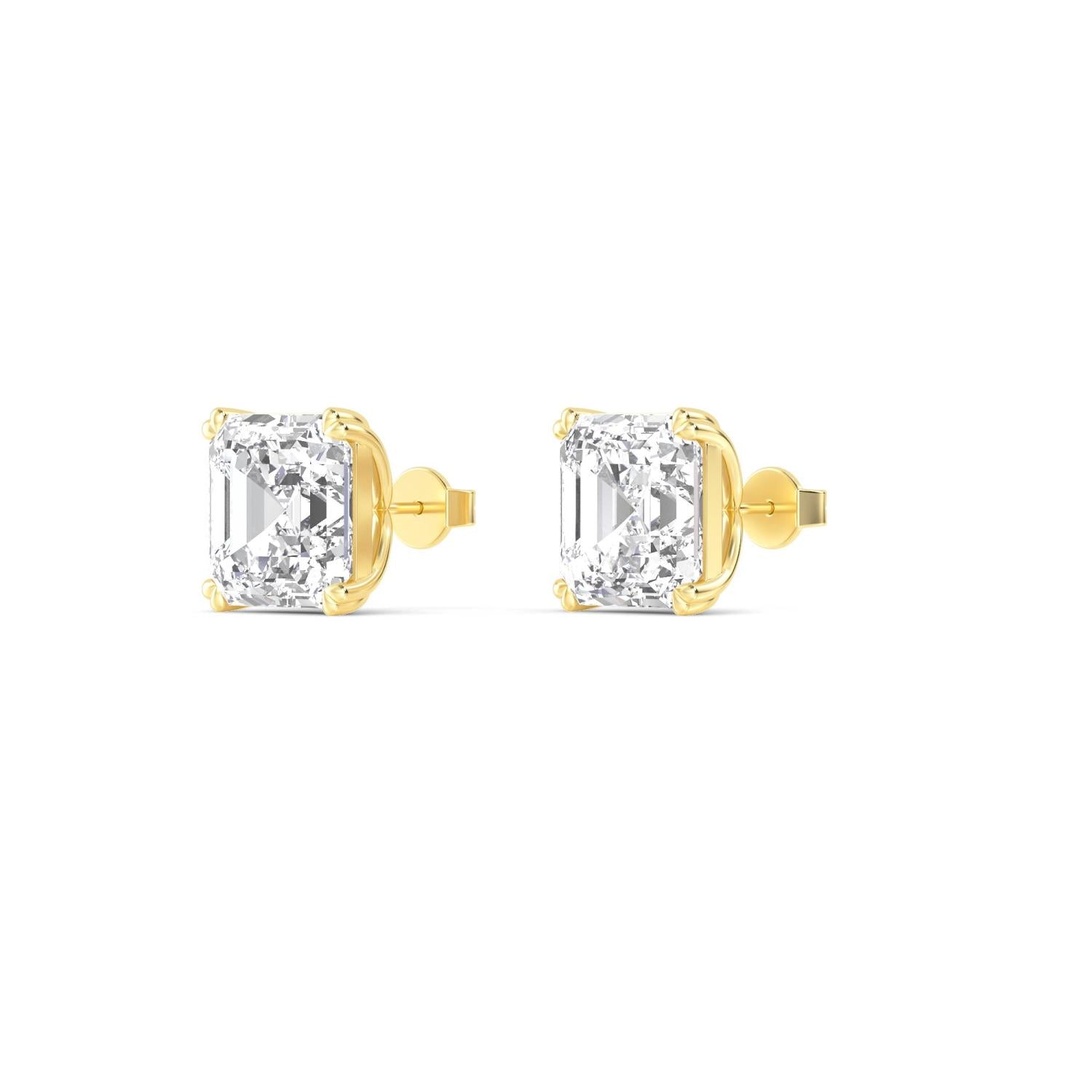 6.00ct Asscher studs - yellow gold product image 4