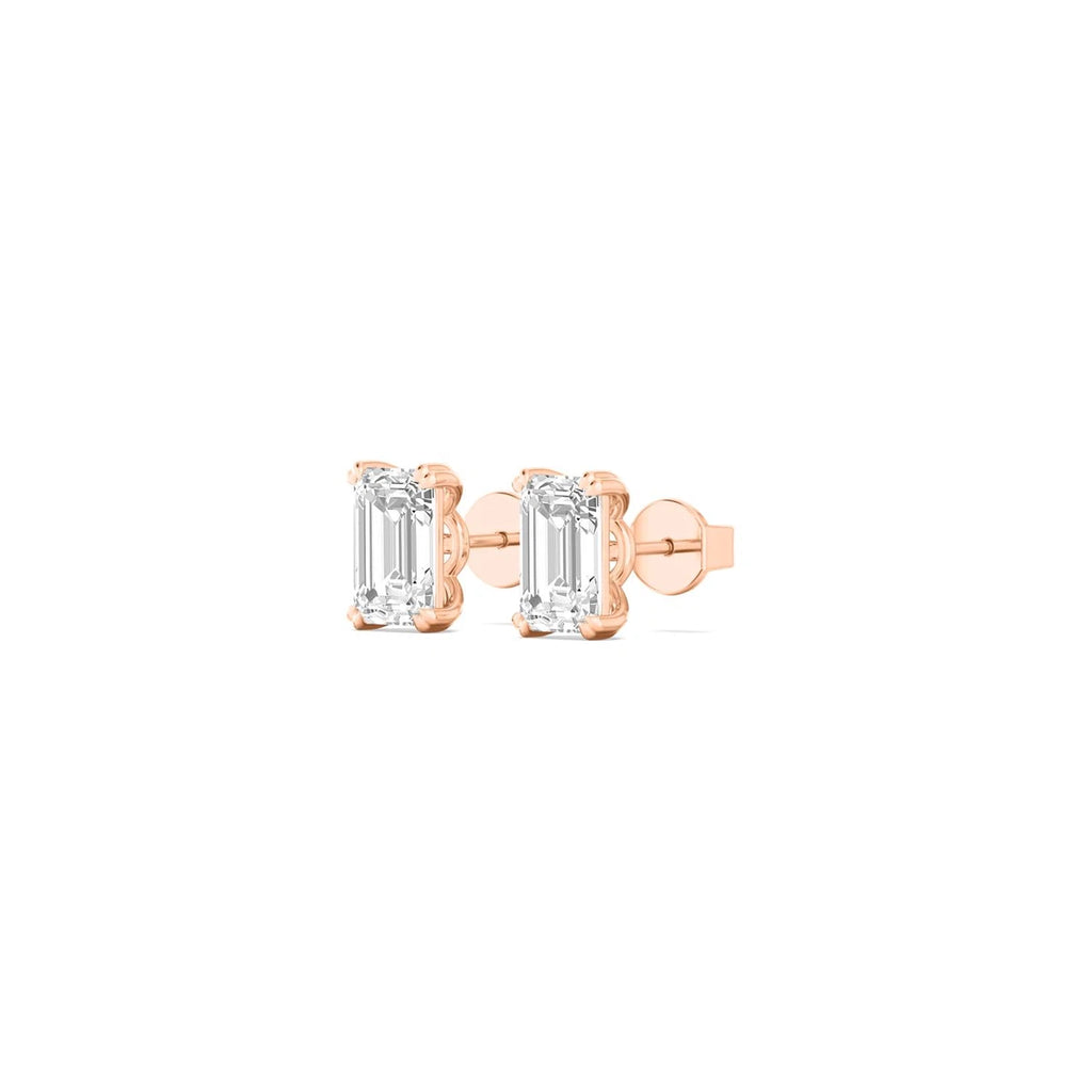 Emerald studs - rose gold - alternate side view