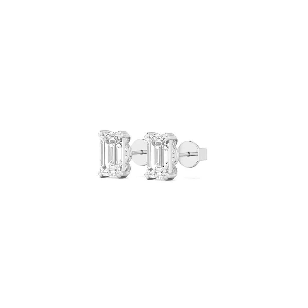 Emerald studs - white gold - alternate side view