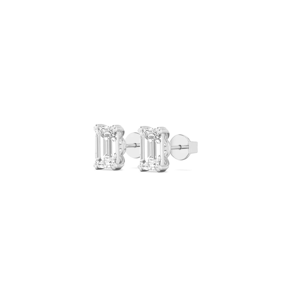 Emerald studs - white gold - alternate side view