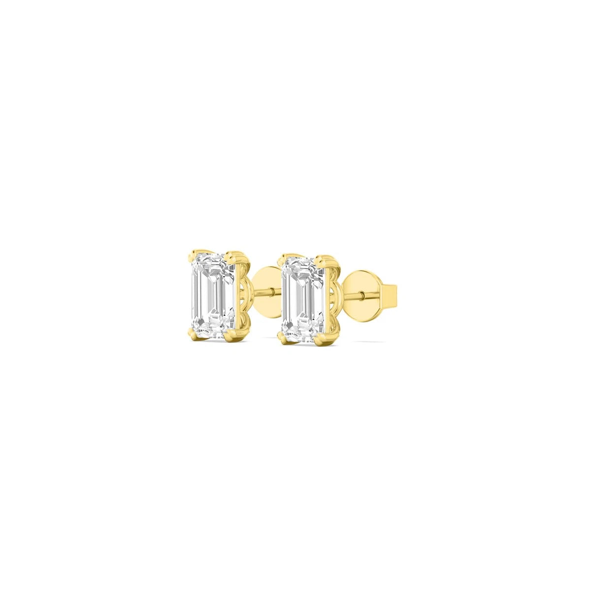 Milano Emerald-Cut Stud Earrings - yellow gold - alternate side view