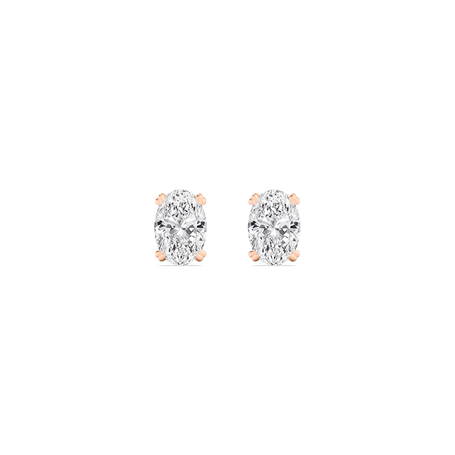 Oval Lab Diamond Earrings - rose gold product image 1