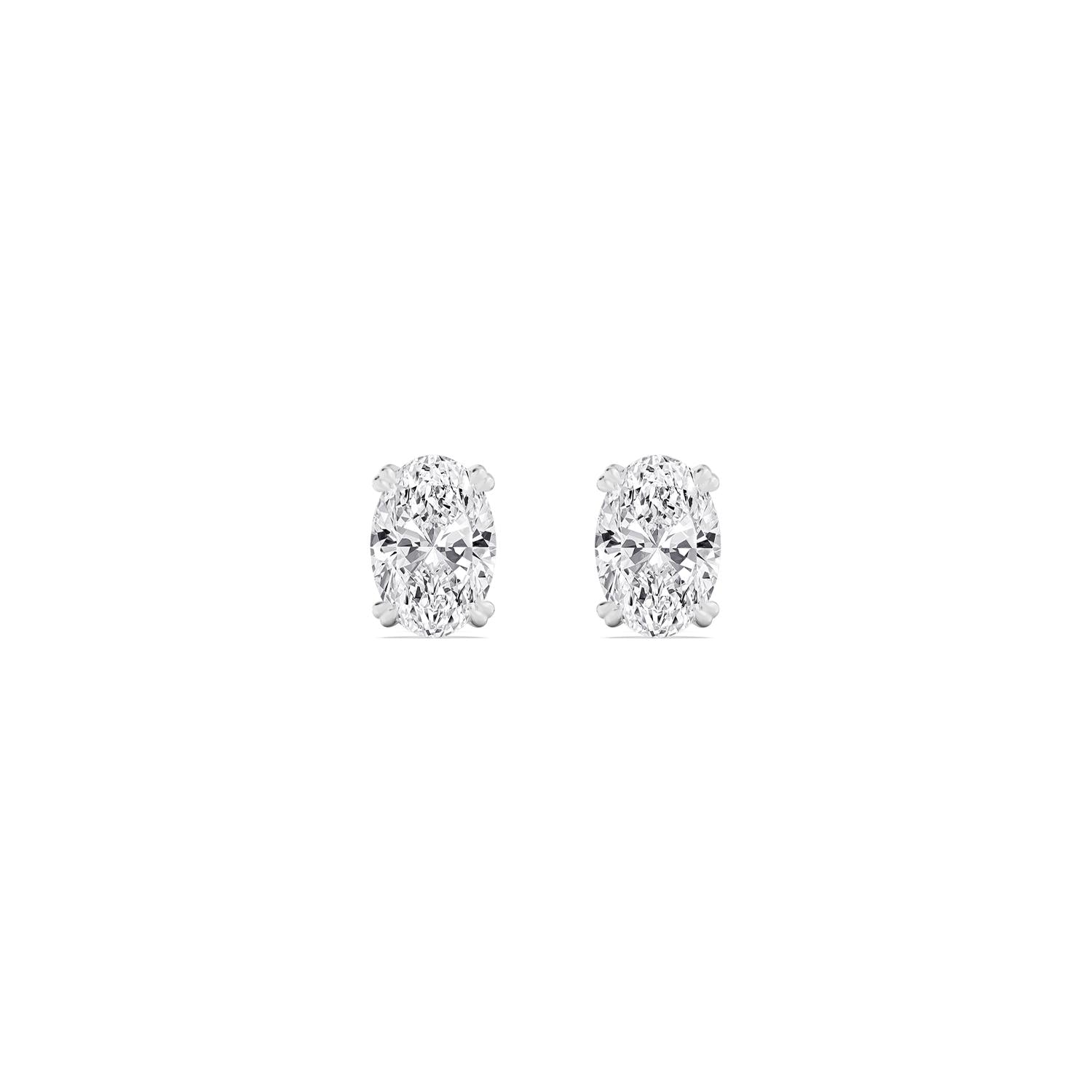 Oval Lab Diamond Earrings - white gold product image 1