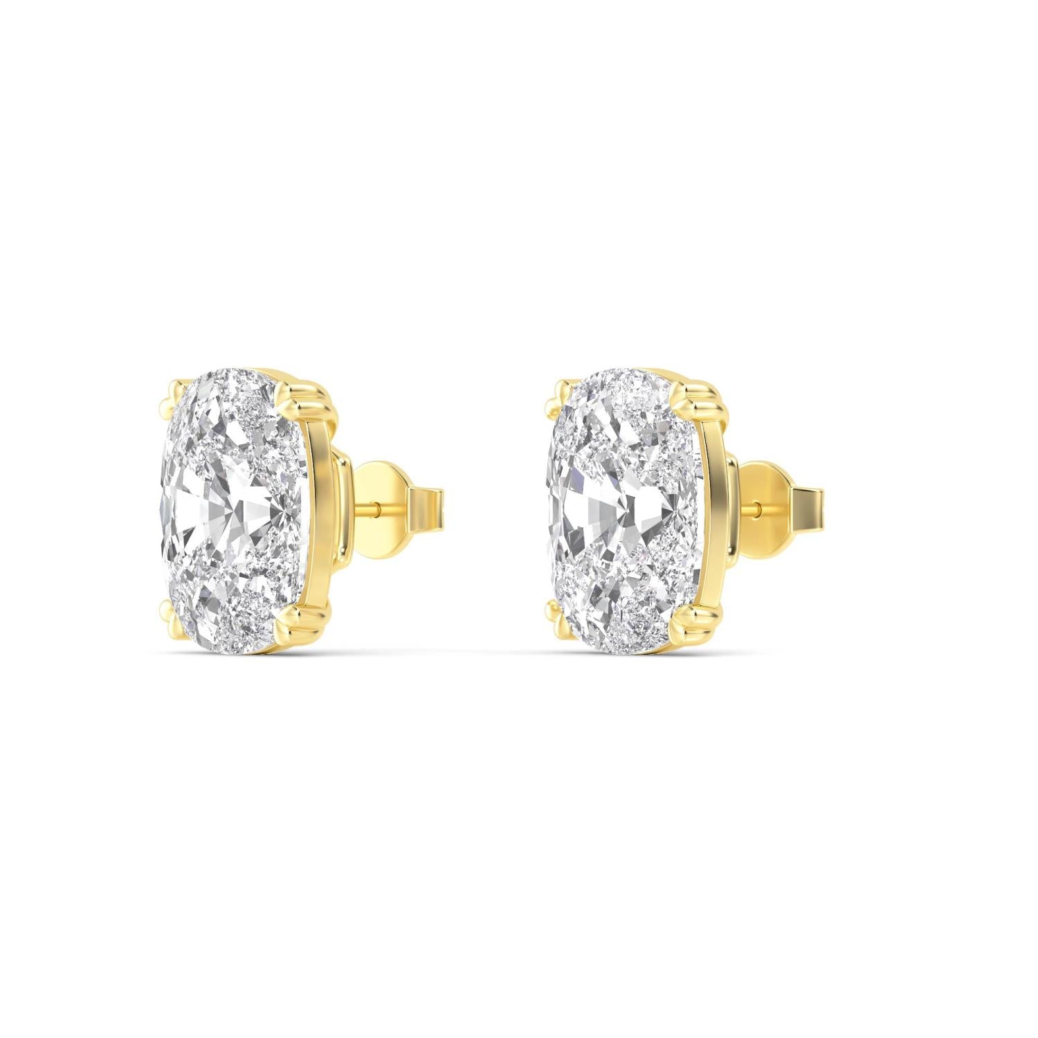 Cushion Diamond Earrings - yellow gold product image 4