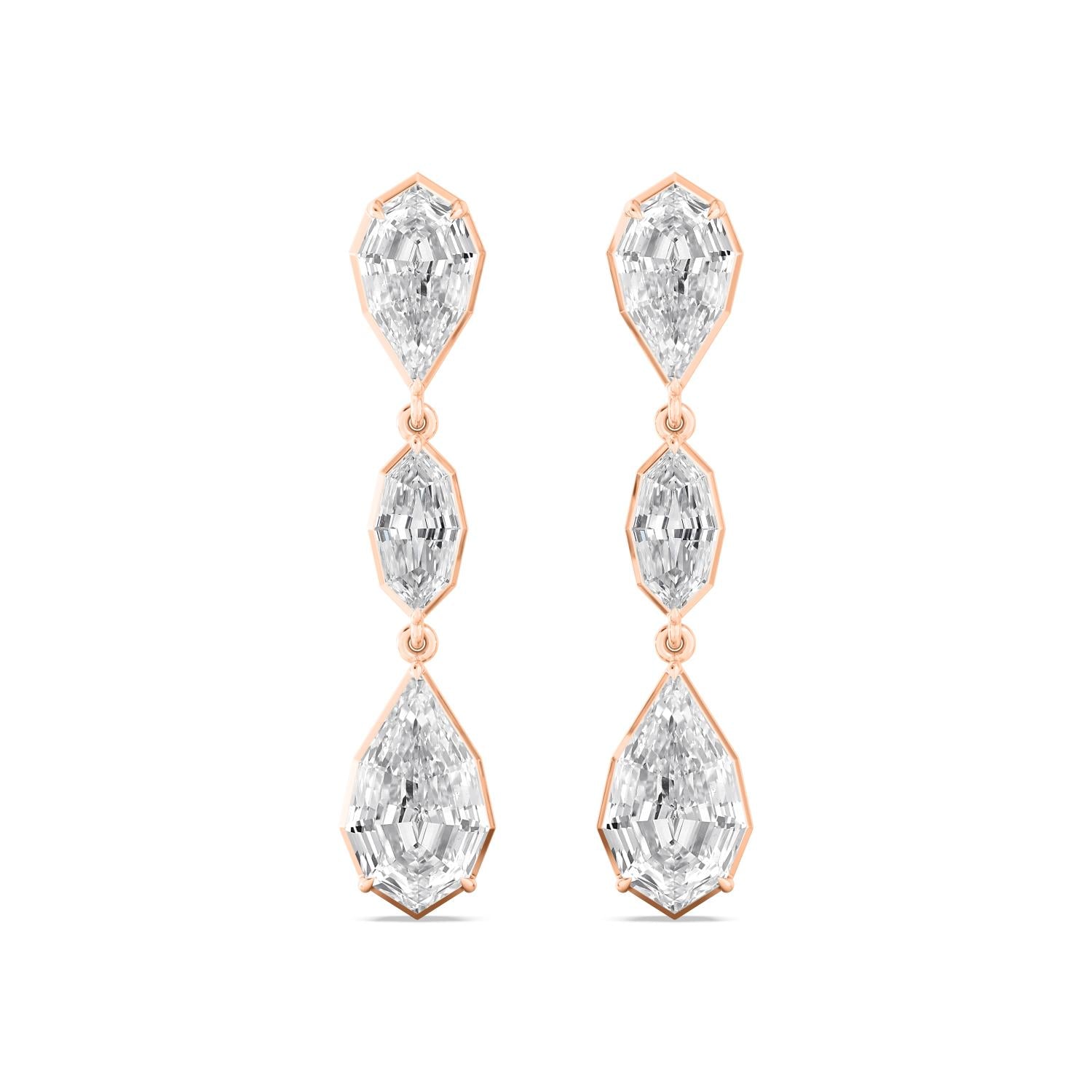 Oval Diamond Drop Earrings - rose gold product image 1