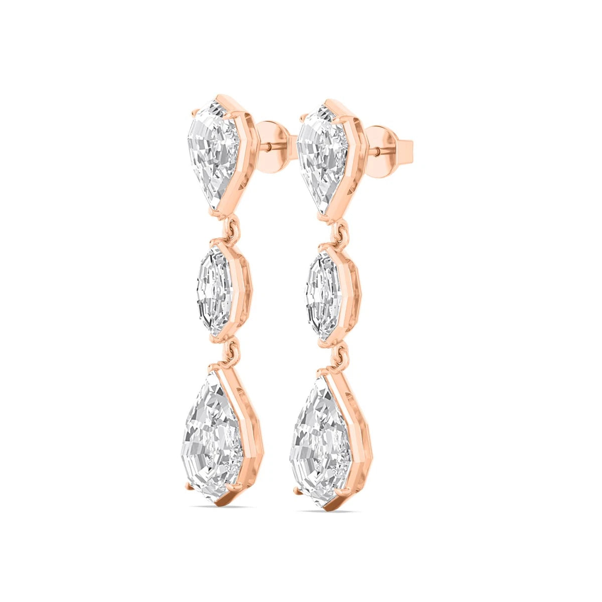 Cuore Step Cut Earrings - rose gold - alternate side view