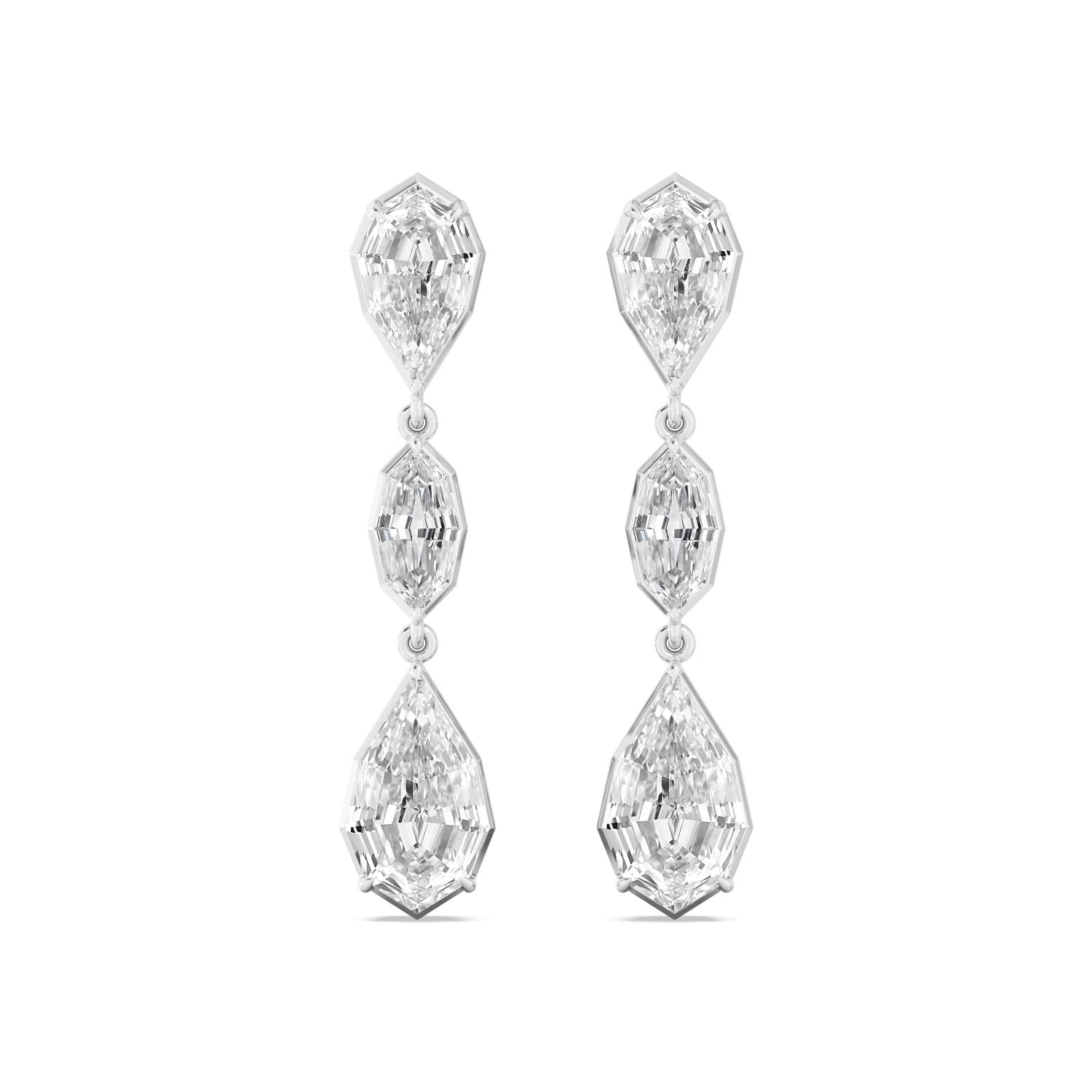 Oval Diamond Drop Earrings - white gold product image 1