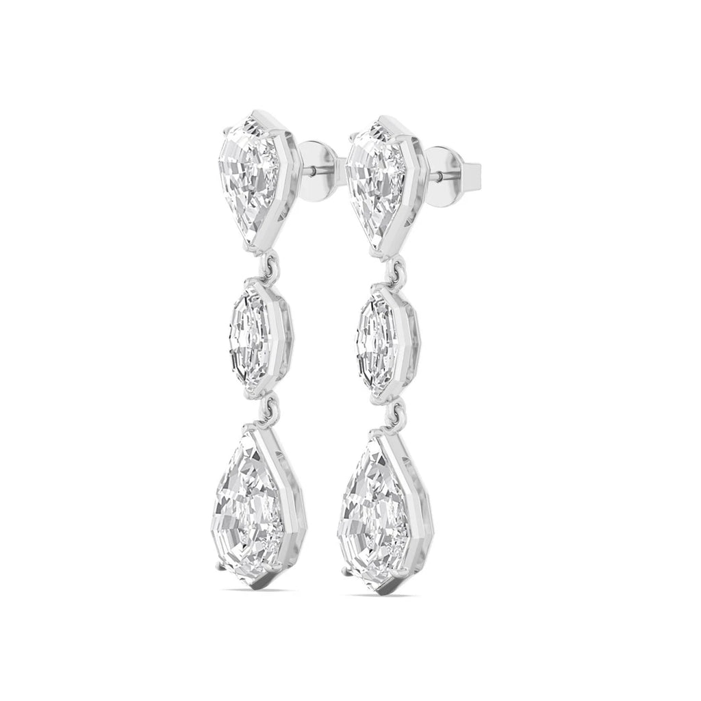 Cuore Step Cut Earrings - white gold - alternate side view