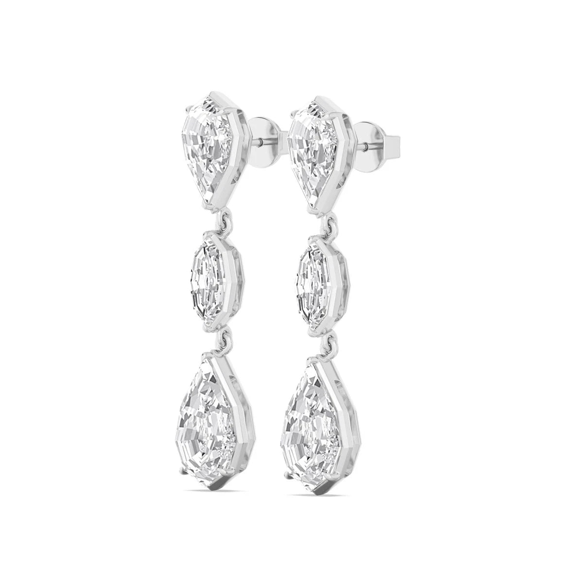 Cuore Step Cut Earrings - white gold - alternate side view