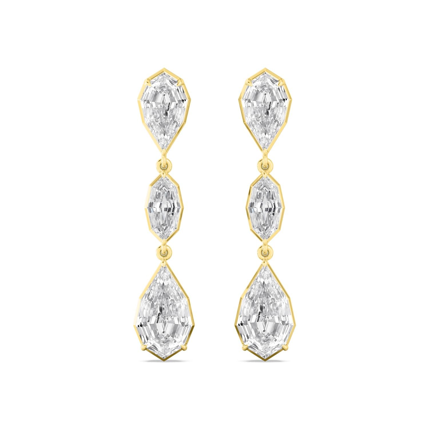 Oval Diamond Drop Earrings - yellow gold product image 1