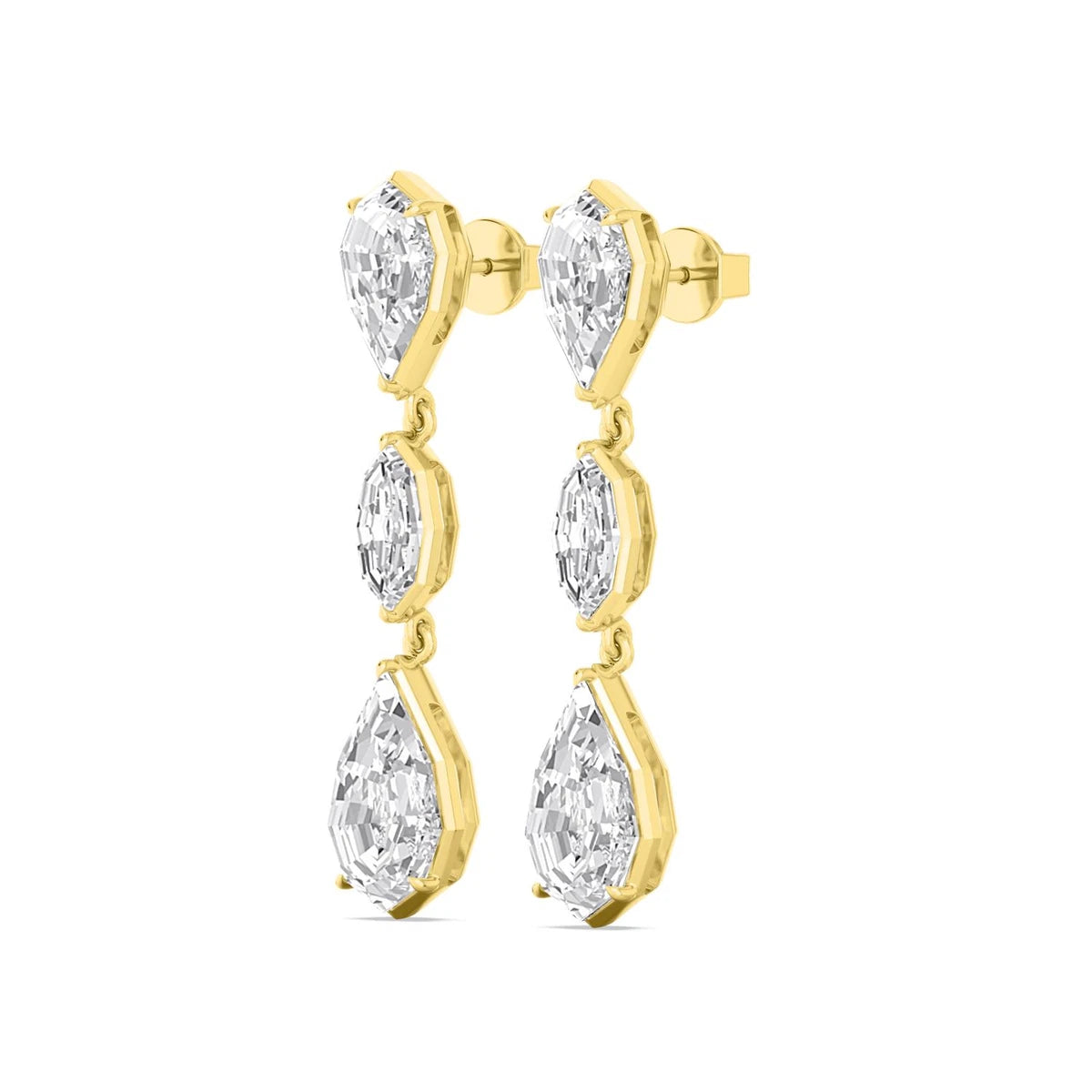 Cuore Step Cut Earrings - yellow gold - alternate side view
