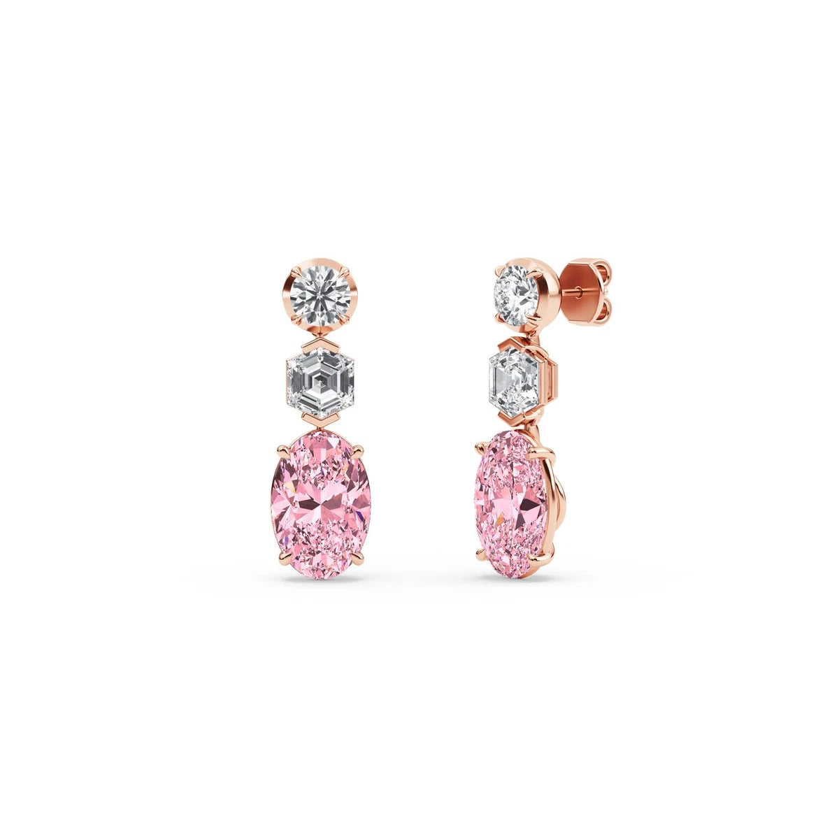 Scala Oval Drop Earrings - rose gold - alternate side view