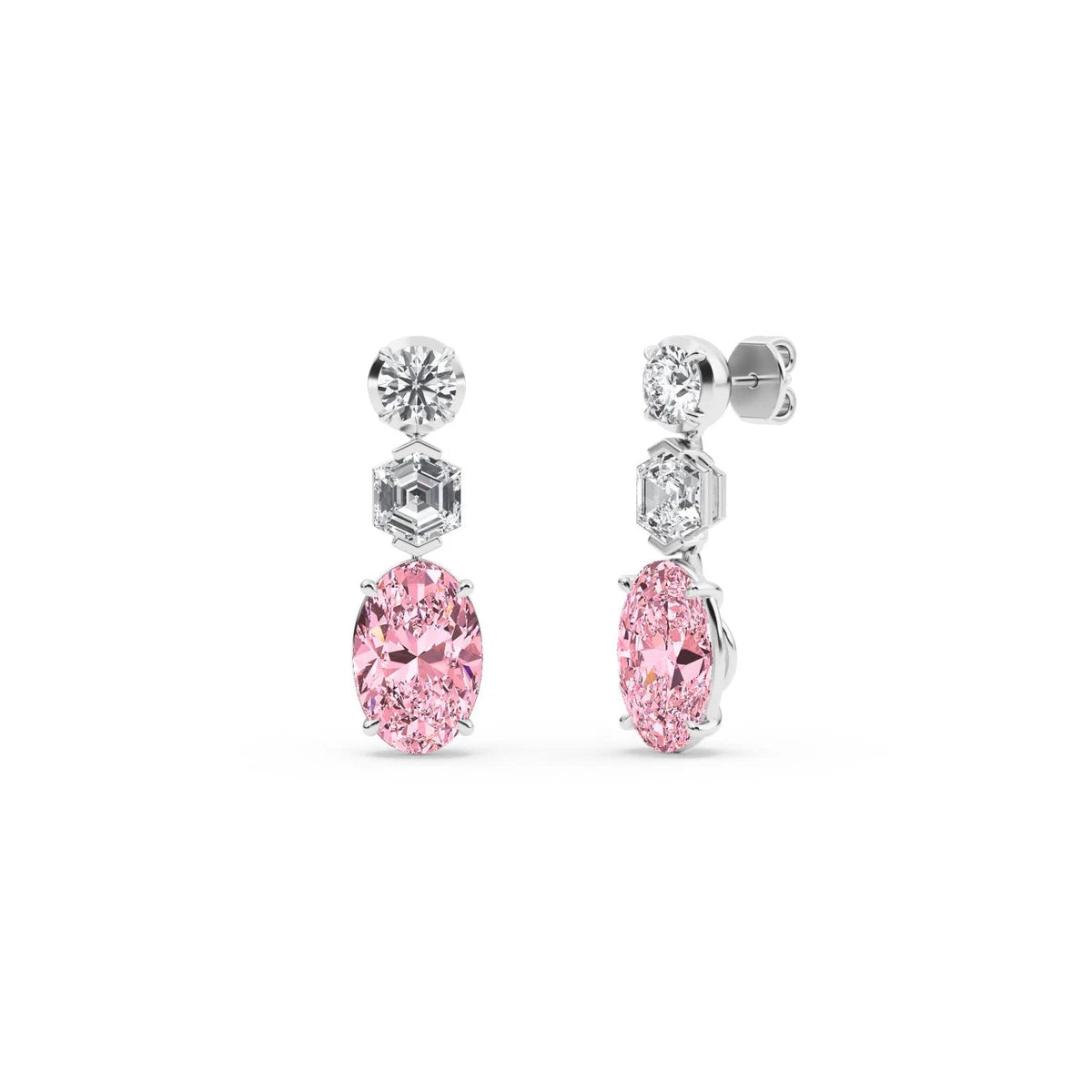 Scala Oval Drop Earrings - white gold - alternate side view