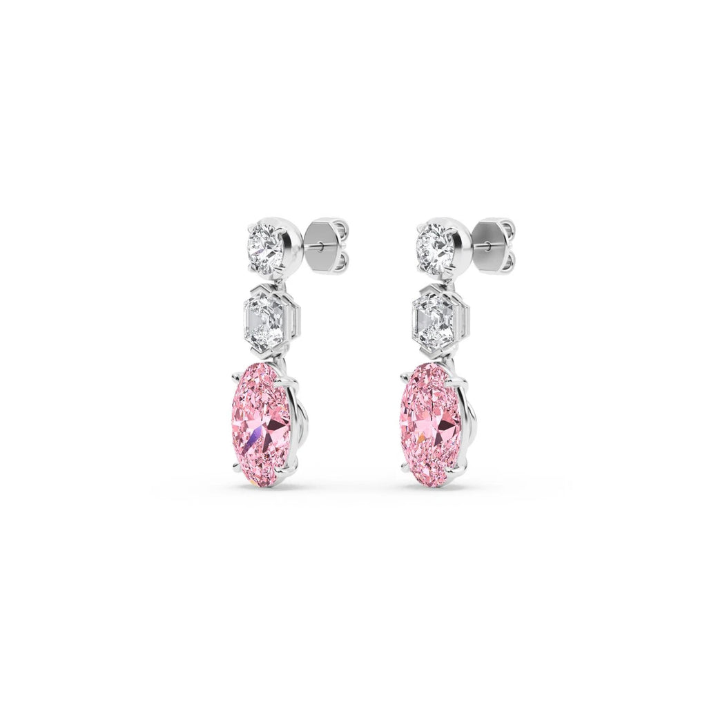 Scala Oval Drop Earrings - white gold - detail view
