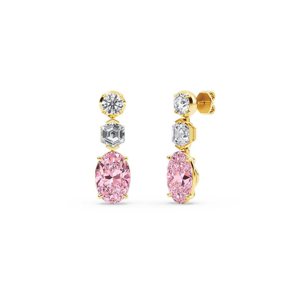 Scala Oval Drop Earrings - yellow gold - side/angle view