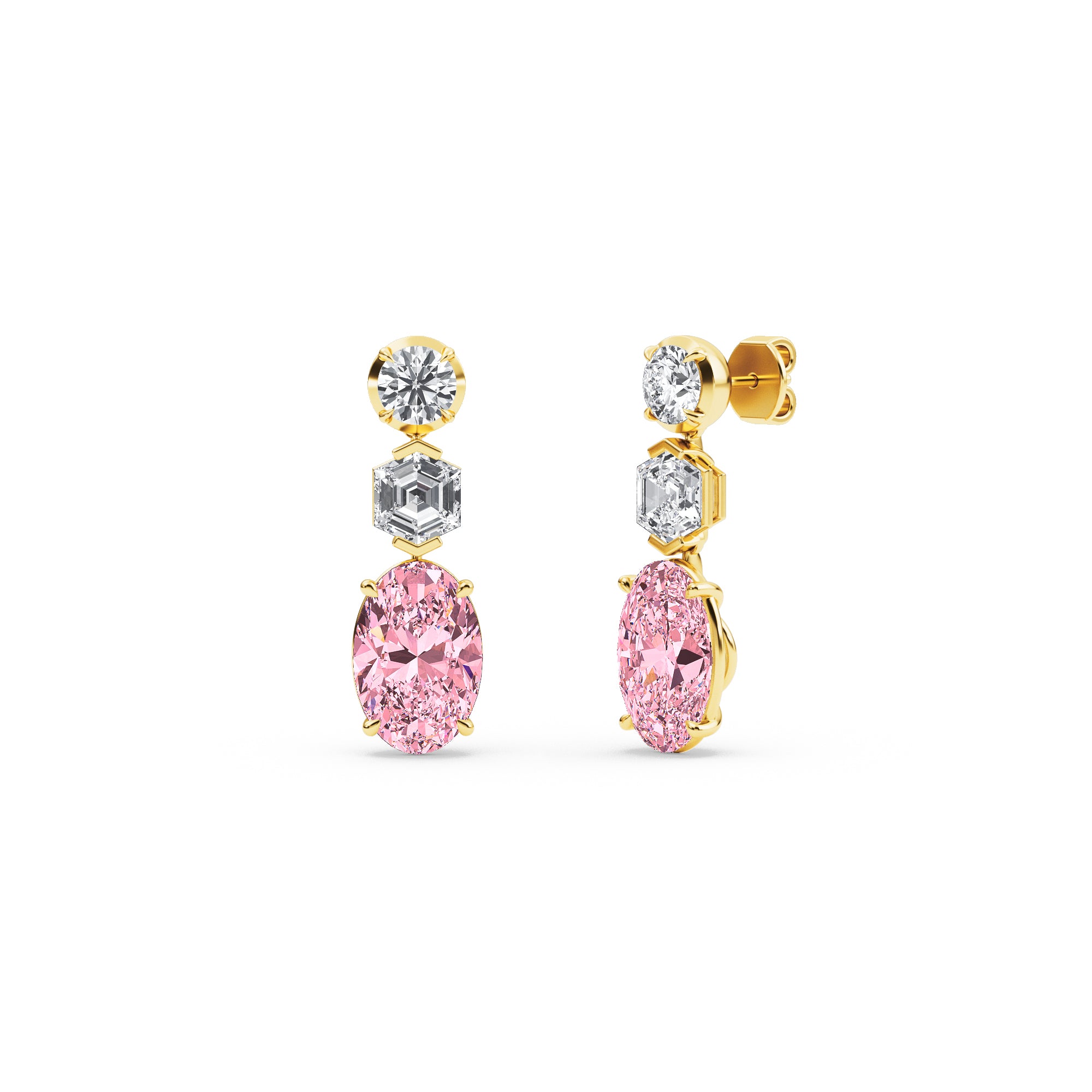 Scala Oval Drop Earrings - yellow gold - side/angle view