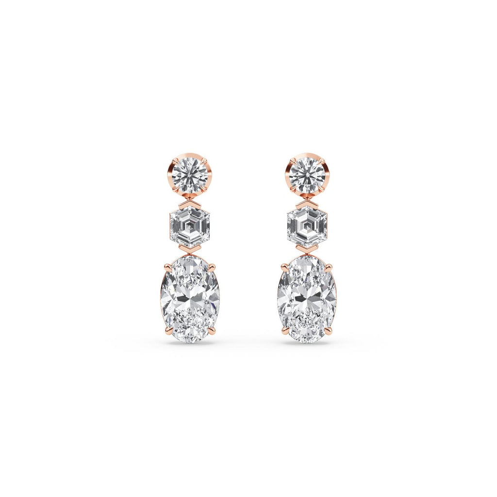 Oval Diamond Drop Earrings - rose gold product image 1