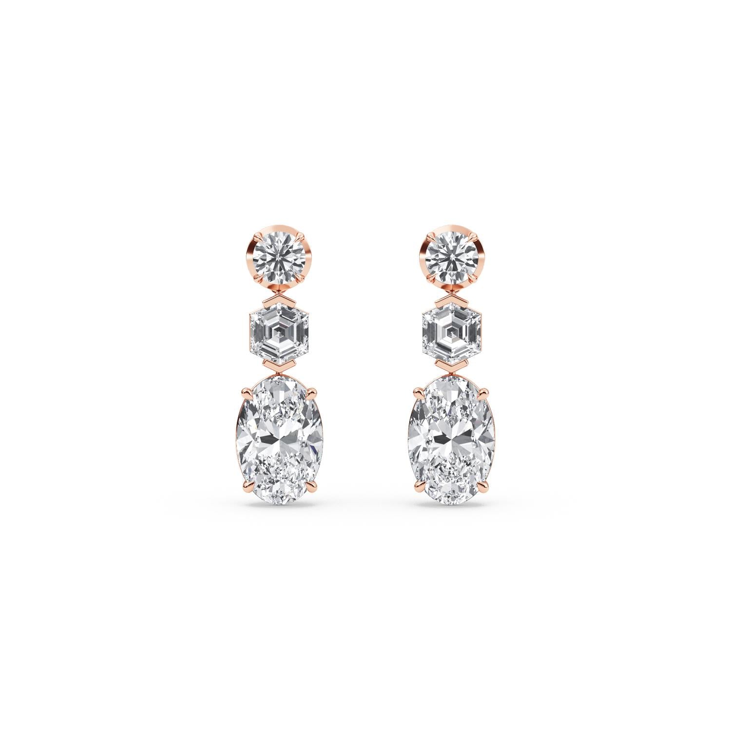 Oval Diamond Drop Earrings - rose gold product image 1