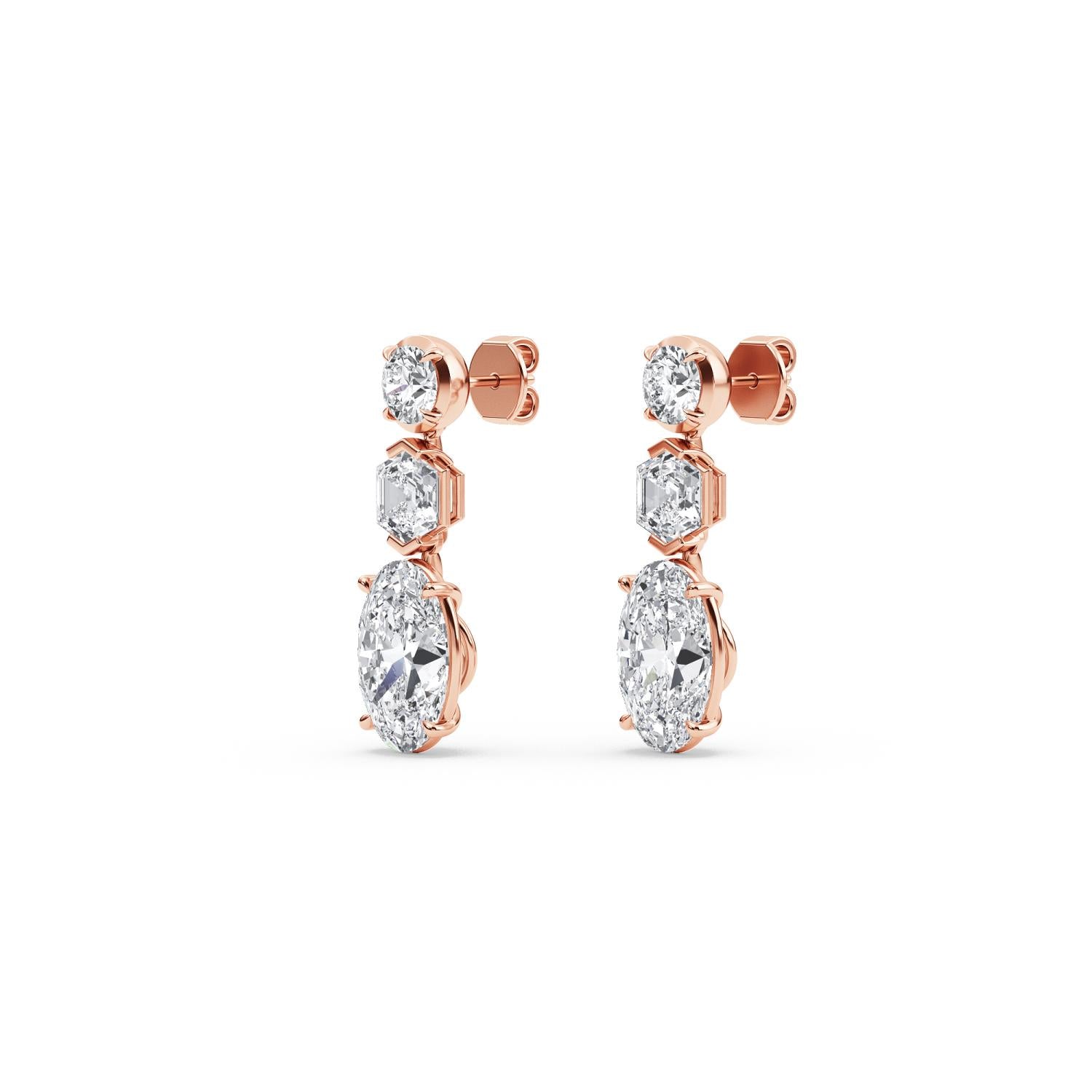 Oval Diamond Drop Earrings - rose gold product image 4