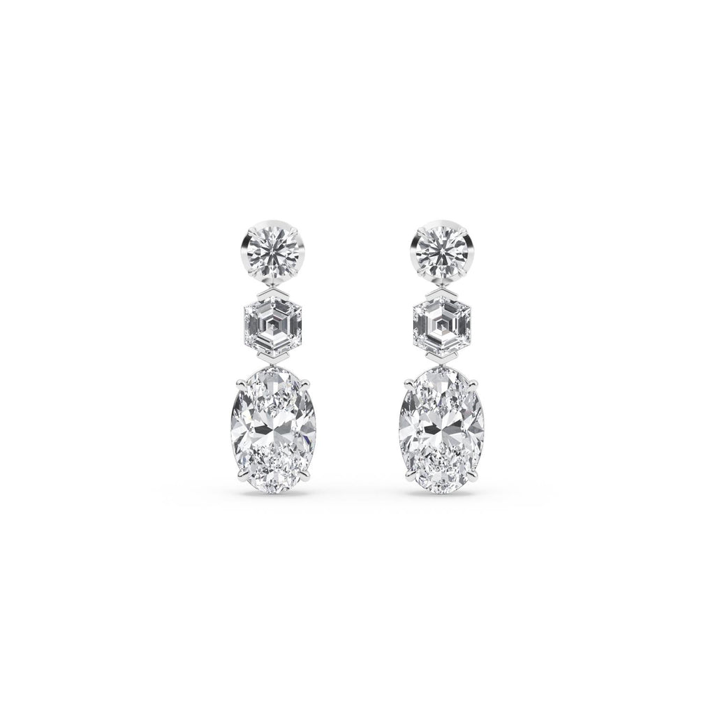 Oval Diamond Drop Earrings - white gold product image 1