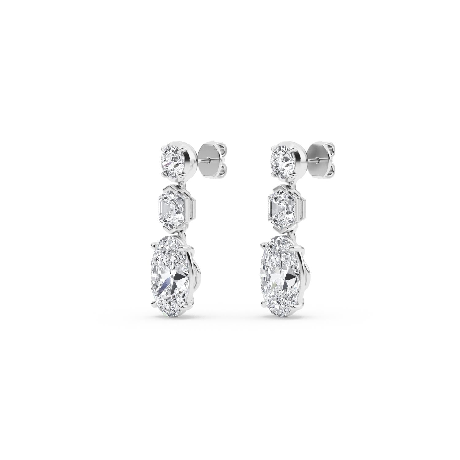 Oval Diamond Drop Earrings - white gold product image 4