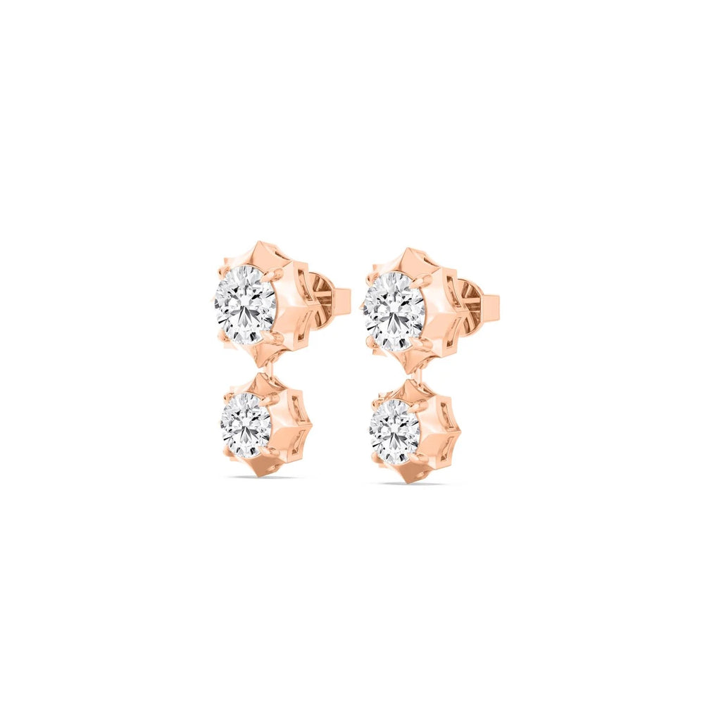 Two Stone Studs - rose gold - alternate side view
