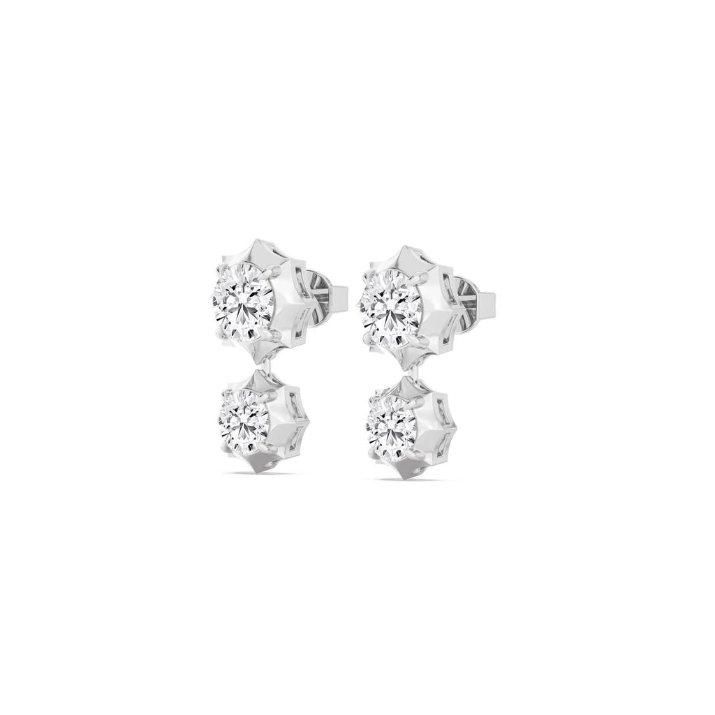 Two Stone Studs - white gold - alternate side view