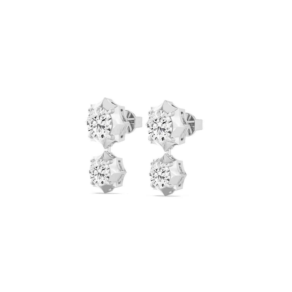 Two Stone Studs - white gold - alternate side view
