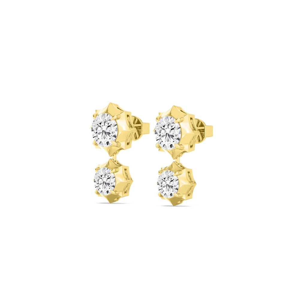 Two Stone Studs - yellow gold - alternate side view