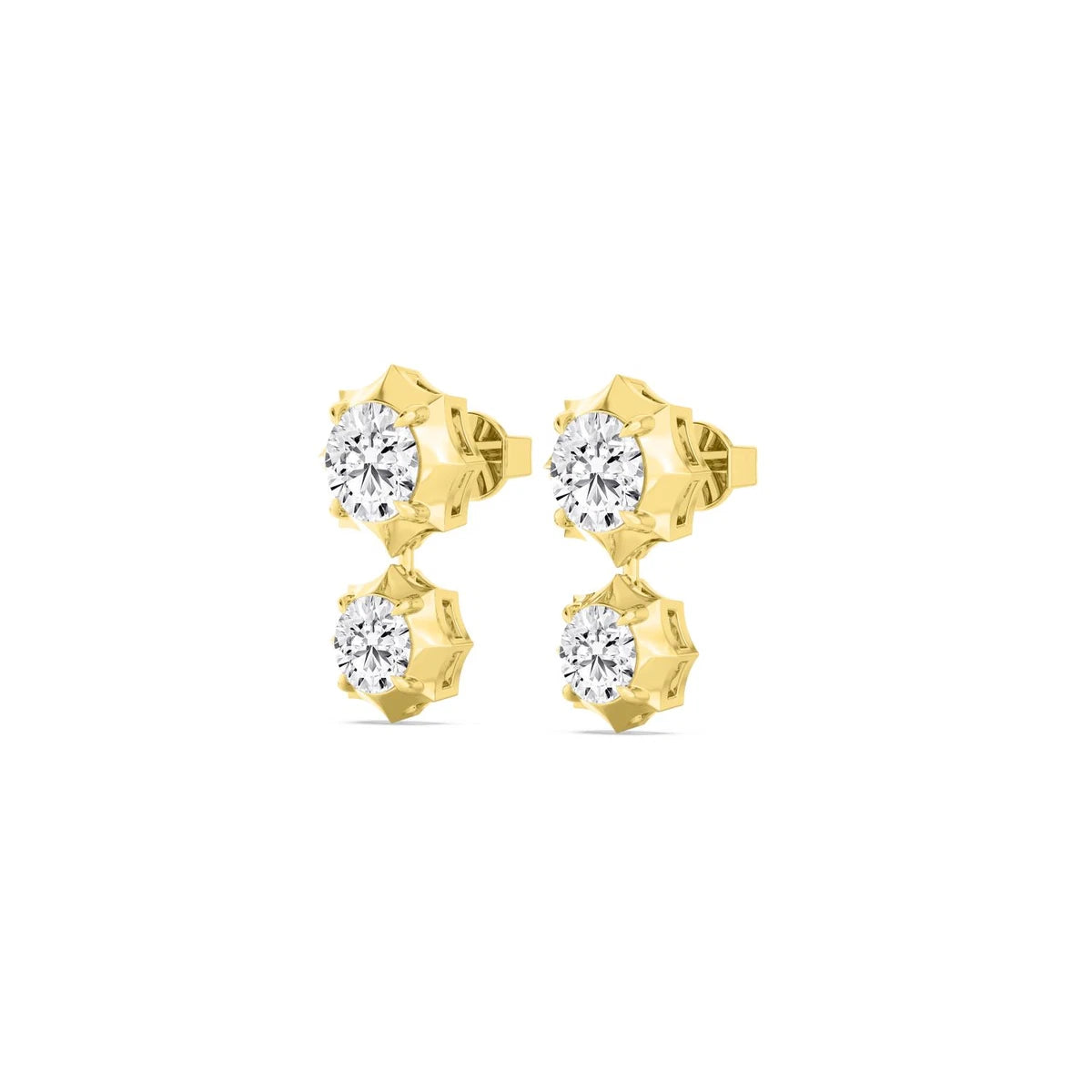 Two Stone Studs - yellow gold - alternate side view