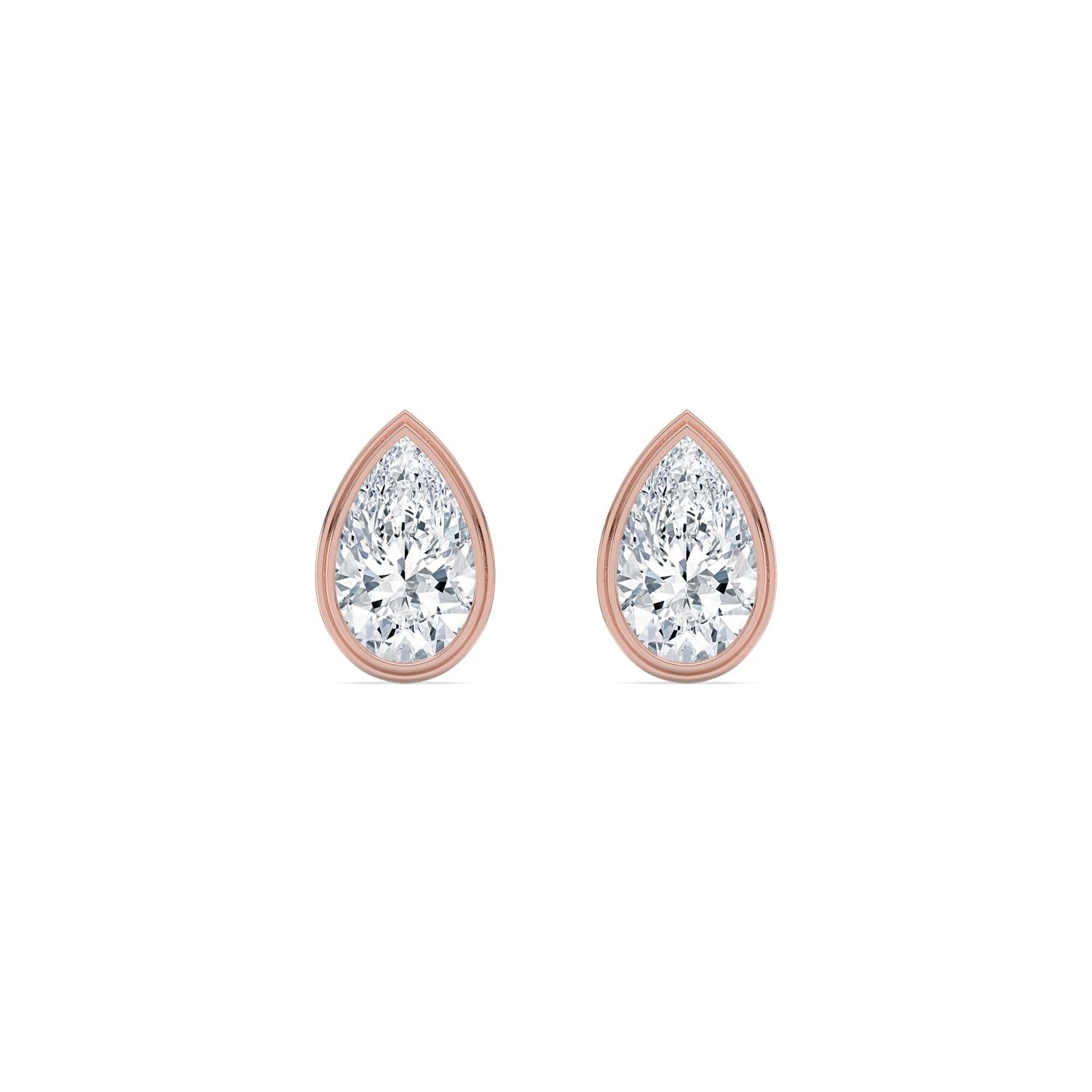 4.00ct Pear Lab Diamond Earrings - rose gold product image 1